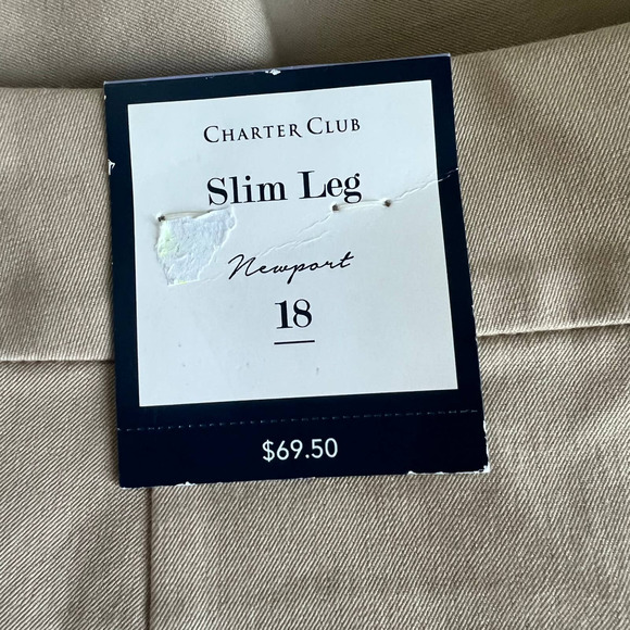 Charter Club Women's Slim Leg Newport Full Length Sedona Dust Pants Size Size 18 - Picture 7 of 9